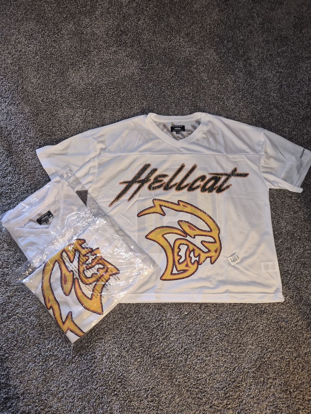 Hellcat Graphic Mesh Tee - White with Yellow Accent